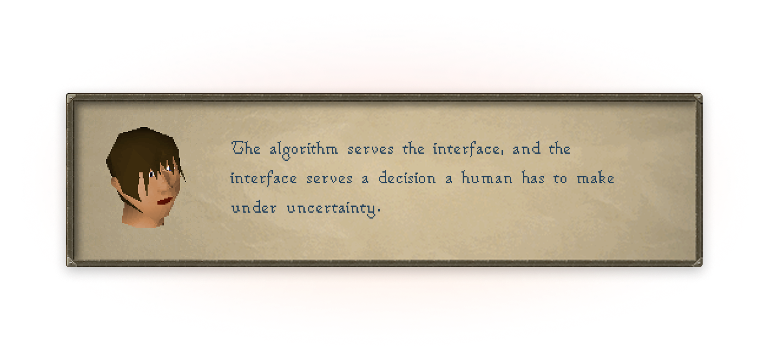 Verdict panel — parchment quote banner