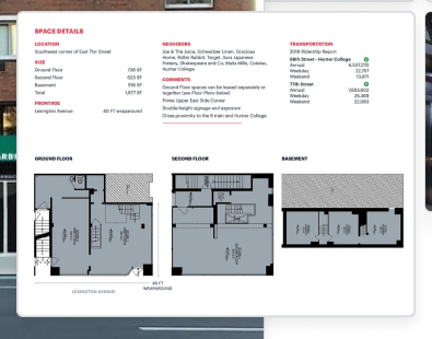 Site information book — space details, floor plans, and neighborhood data