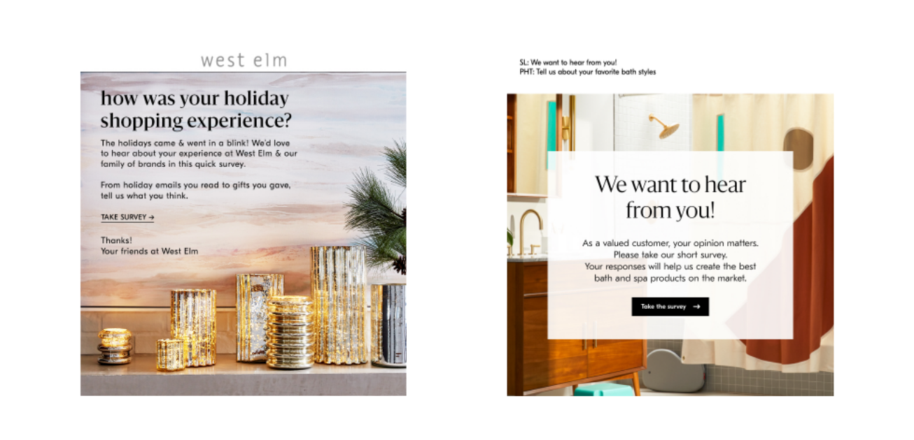 West Elm holiday promotional email