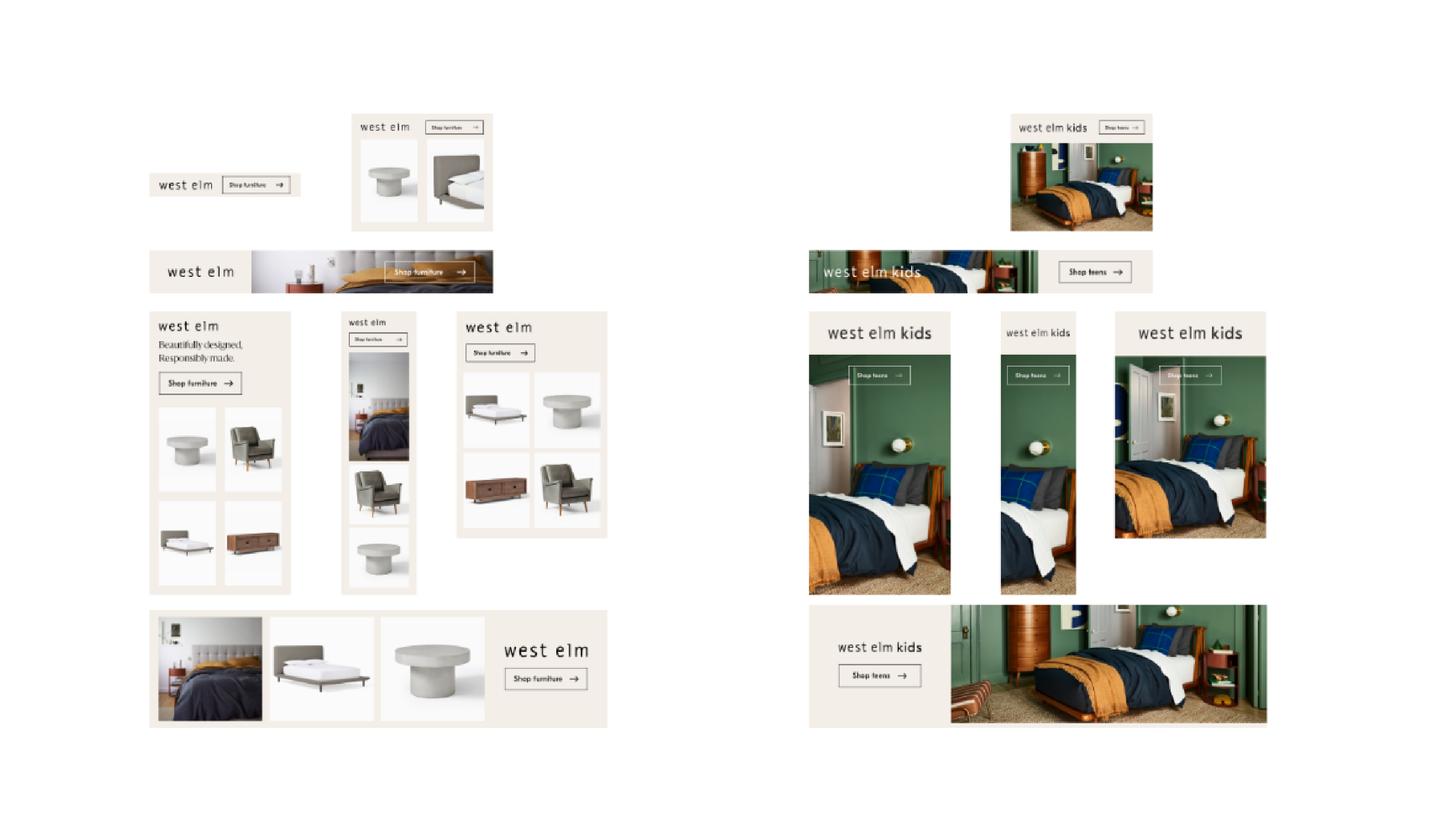 West Elm digital ads — multi-format