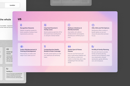 Benefits cards — flexible component system for regional benefit structures