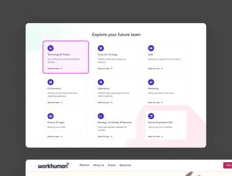 Original careers homepage — generic team grid with no narrative