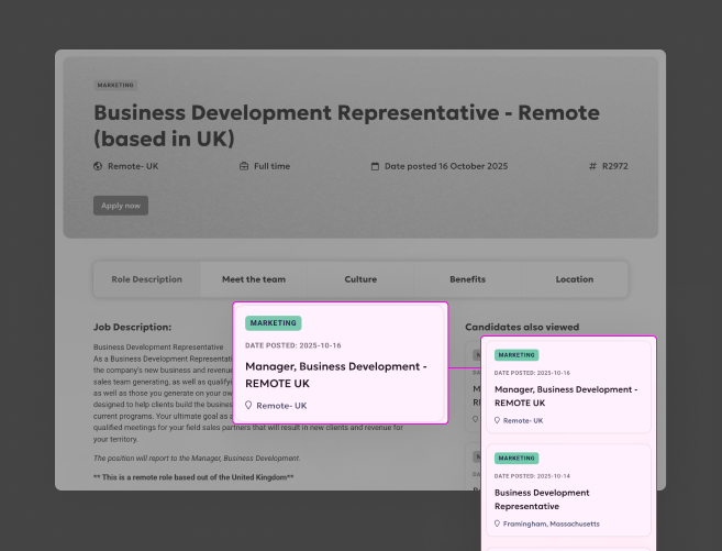 Job browse detail — expanded job card with preview and department context