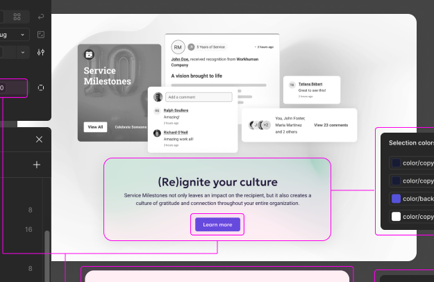 Design system in production — token-based theming with consistent components across Workhuman products