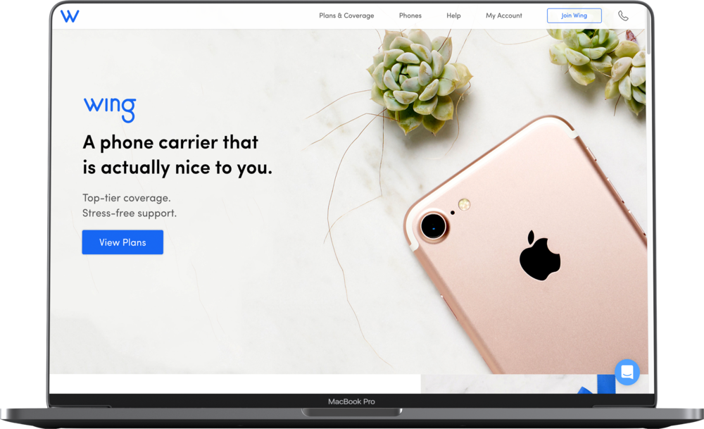Wing Tel marketing website homepage