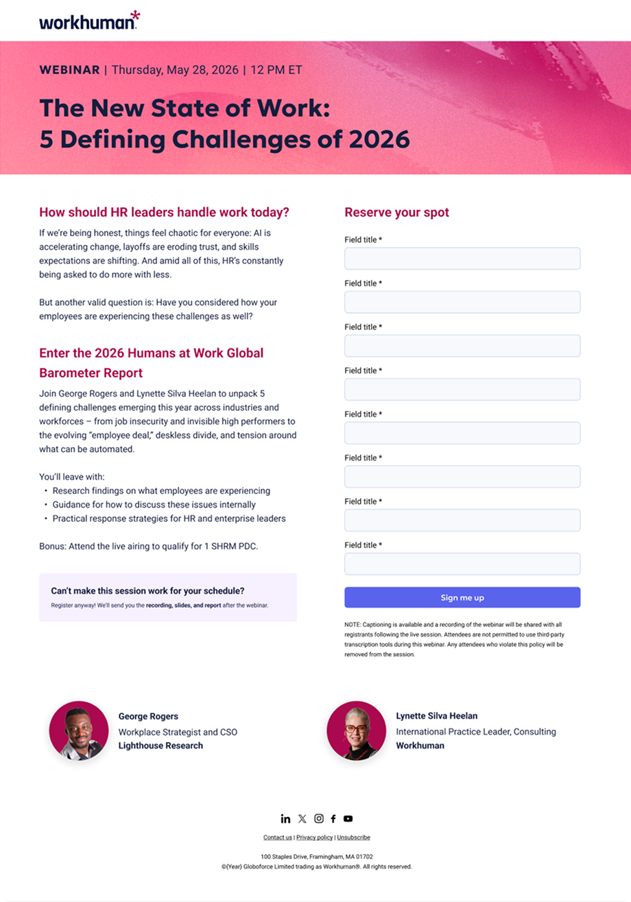 Webinar landing page